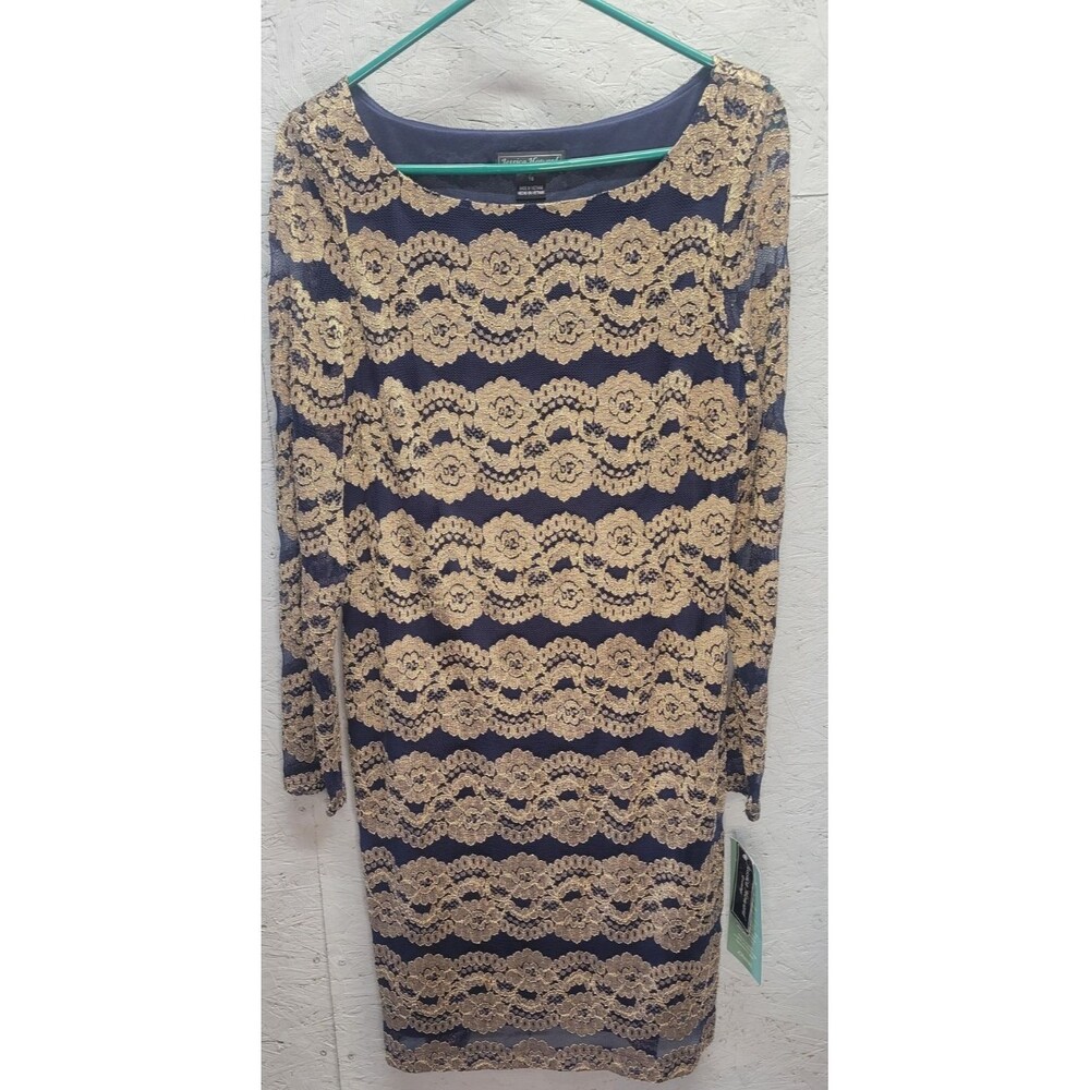 NWT Jessica Howard‎ Lace Shift Dress Women’s Size 16 Blue Event Party Cocktail